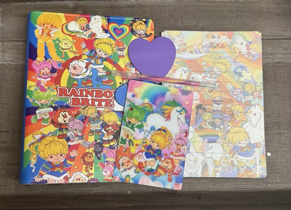 Rainbow Brite Size A5 Binder with Matching Printed Stationery Paper Bundle